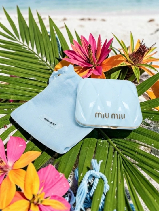 Miu Miu Other - Miu Miu Baby Blue Quilted Gloss Compact Mirror with Pouch